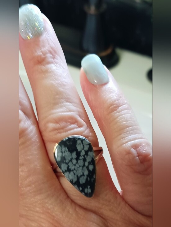 Jewelry - Snowflake Obsidian Sterling Silver Ring, Size 8, NWT